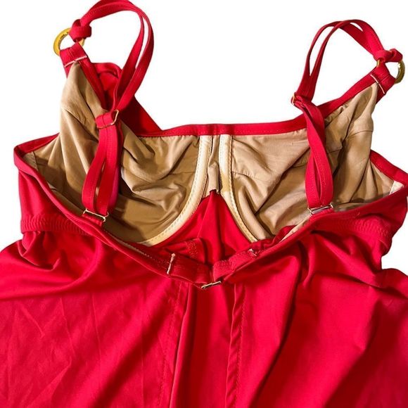 Tara Grinna Red Tankini  Size 32-36C Split Open Back - Picture 4 of 8